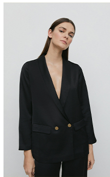 relaxed satin longline blazer