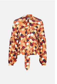 printed soft jersey pussy bow top