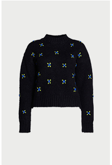hand embroidered flower pearl knit jumper