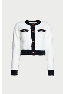 contrast placket button knit cardigan