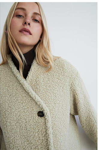 asymmetric wrap teddy coat