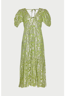 sparkle jacquard v neck midi dress