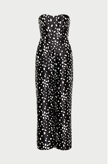 dalmatian print satin twill bandeau jumpsuit