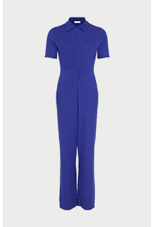 slinky rib twist front zip jumpsuit