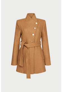 wrap belted short coat