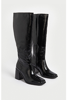 real leather crackle heeled knee high