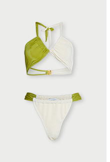 slinky colourblock ruched floss waist bikini set