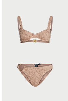 wave textured underwire ring bikini set