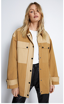 cotton colour block utility jacket