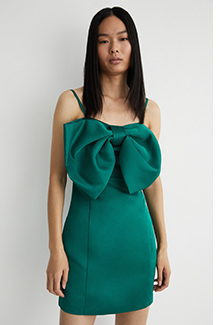 satin bow detail mini dress