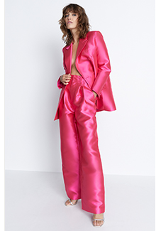 satin twill double breasted boyfriend blazer