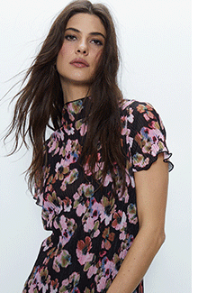 printed plisse column midi dress