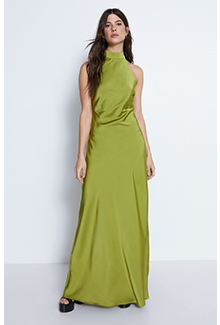 satin halterneck slip dress
