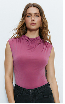 cowl neck ruched bodysuit