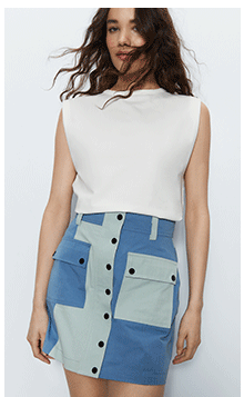 colour block utility mini skirt