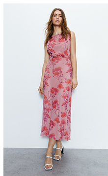 open back floral midi dress