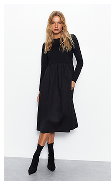 woven mix midi dress