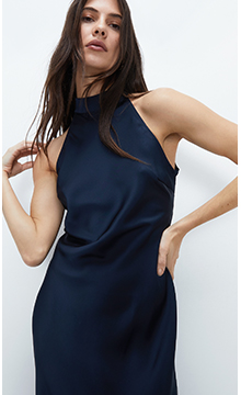 satin halter neck backless maxi slip dress