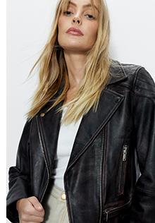 real leather washed biker jacket