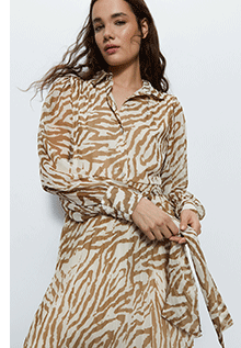 recycled zebra belted pleated mini dress