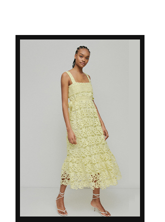 lace strappy square neck midi dress