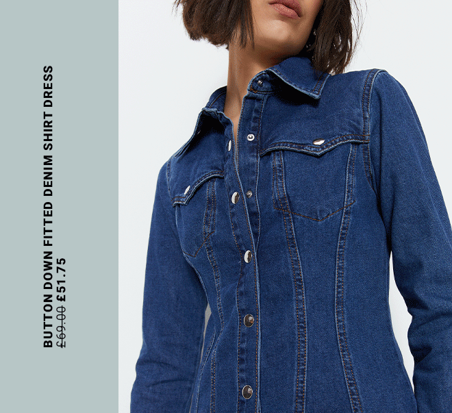 button down fitted denim shirt dress