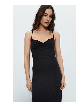 ribbed cowl neck midaxi cami dress