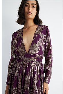 sparkle plunge gathered waist maxi dress