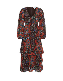 floral pleated double tiered midi dress