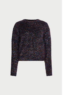 metallic tinsel crew-knit jumper