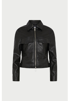 faux leather crop utility jacket
