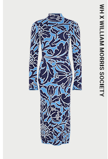 wh x william morris society metallic floral jacquard dress