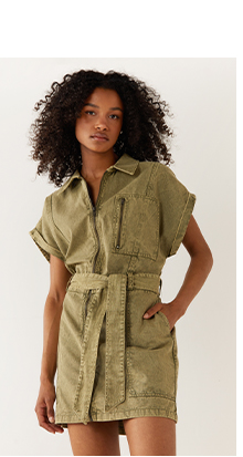 utility pocket detail mini dress