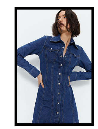 button down fitted denim shirt dress