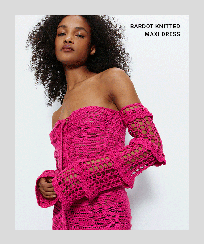 bardot knitted maxi dress