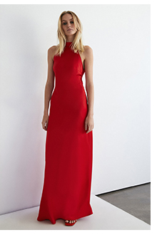 petite satin halter neck backless slip dress
