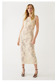 floral embellished detail column dress