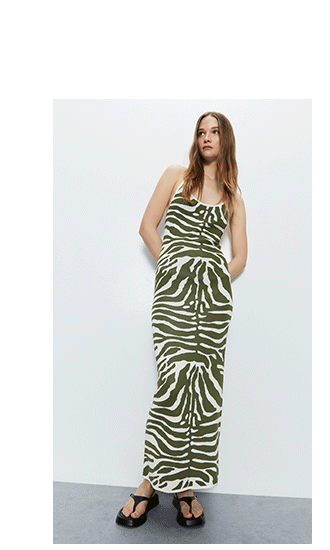 tie back print knit maxi dress
