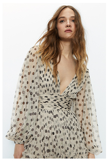 spot-tulle balloon sleeve tiered maxi dress