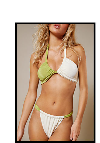 slinky colourblock ruched floss waist bikini set