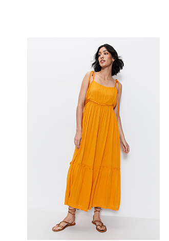 tie strap smock maxi sundress