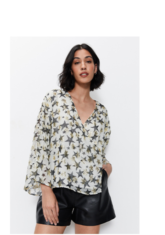 metallic georgette star wrap top