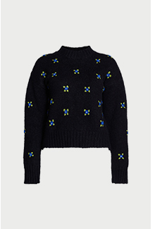 hand embroidered flower pearl knit jumper