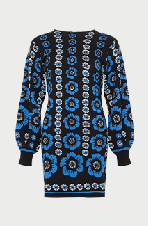 floral jacquard placement knit dress