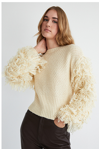 statement fringe sleeve knit jumper