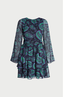 paisley layered chiffon mini dress