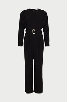relaxed sleeve belted jumpsuit