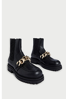 real leather chunky chain boot