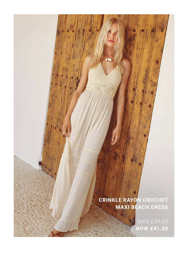 crinkle rayon crochet maxi beach dress