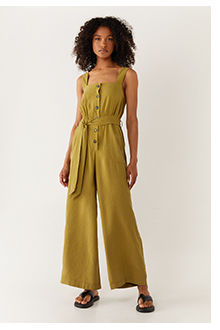 petite belted button through utility jumpsuit